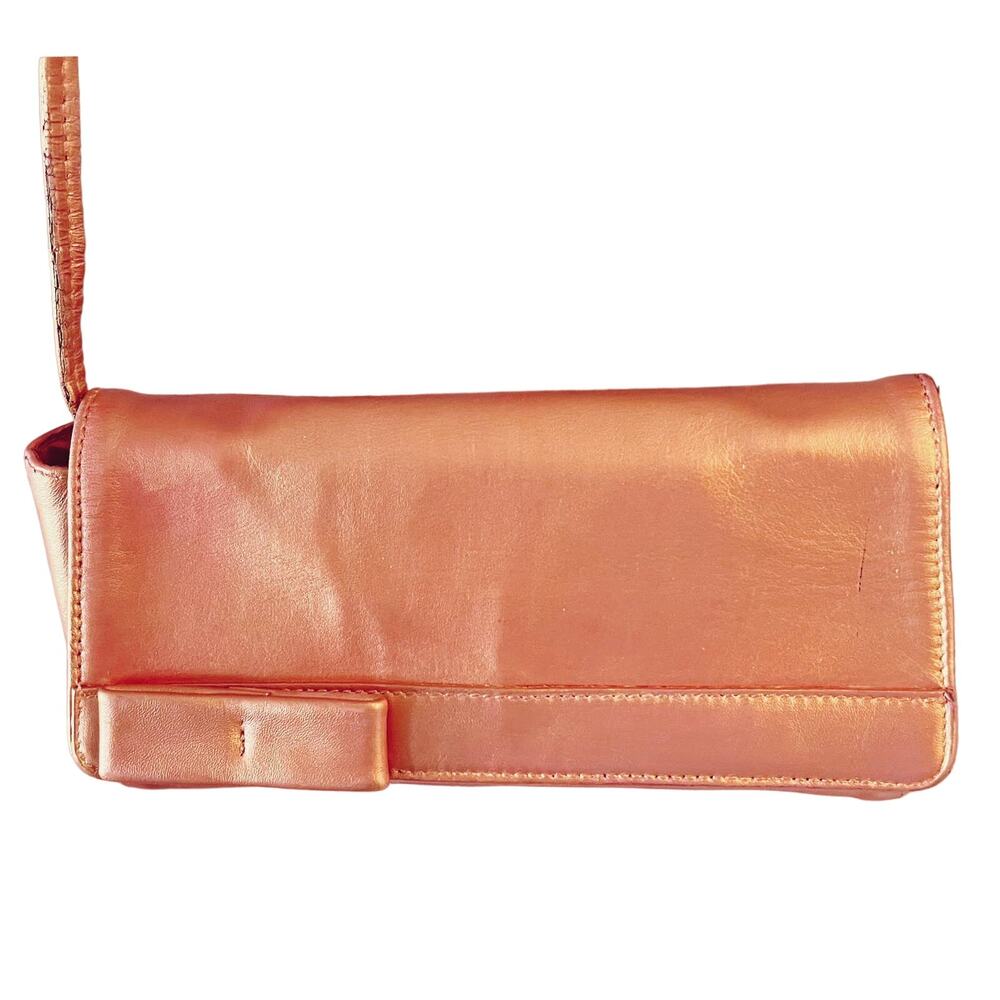 FURLA Refurbished Bag Leather Crossbody Detachable Strap Rose Gold Clutch Italy - Picture 3 of 16